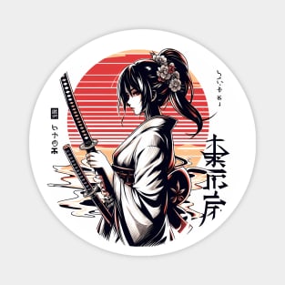 girl japanese culture katana Magnet